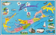 1968 Bermuda Map With Hotels Bermuda Island Vintage Postcards