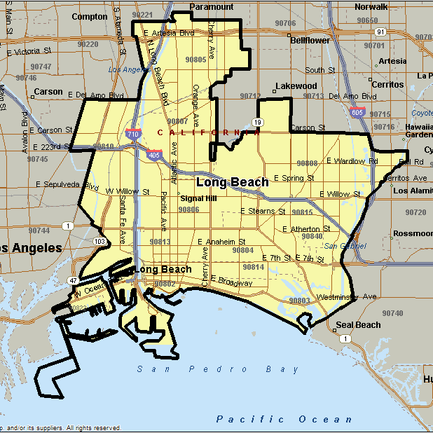 Long Beach Zip Code Map  Beach Map