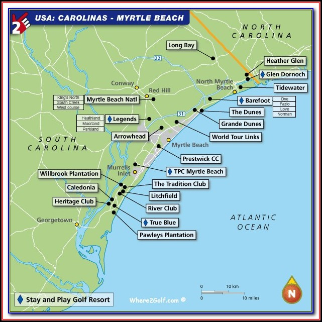 Map Of Myrtle Beach Area | Beach Map