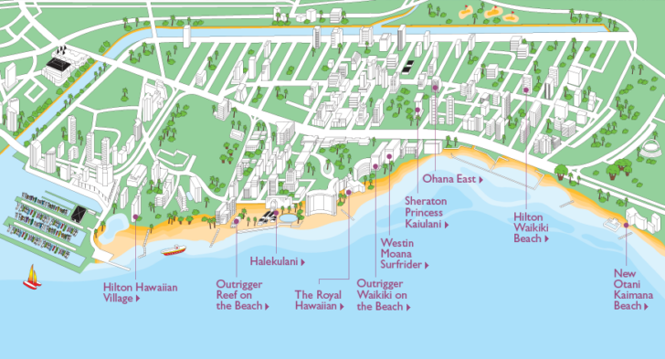 32 Map Of Waikiki Beachfront Hotels Maps Database Source  Beach Map