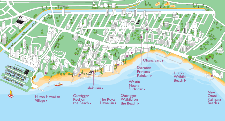 32 Map Of Waikiki Beachfront Hotels Maps Database Source