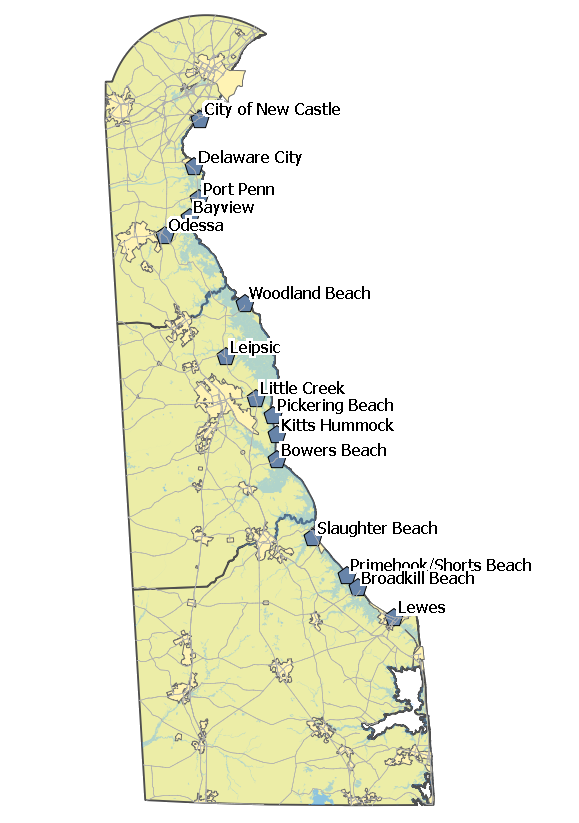 Beaches In Delaware Map