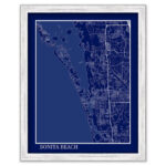 BONITA BEACH Florida Contemporary Map Poster Blueprint Etsy