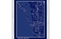 BONITA BEACH Florida Contemporary Map Poster Blueprint Etsy