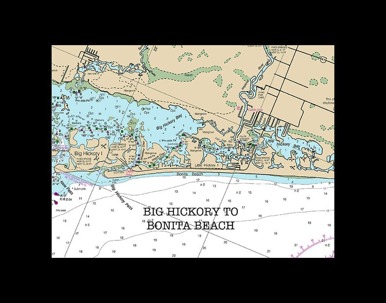 Bonita Beach Florida Water Map Of Florida Round Or Square Etsy