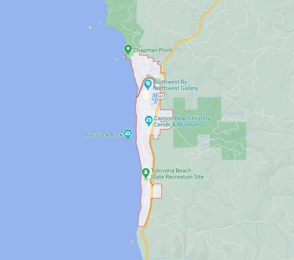 Cannon Beach Map Visit Oregon | Beach Map