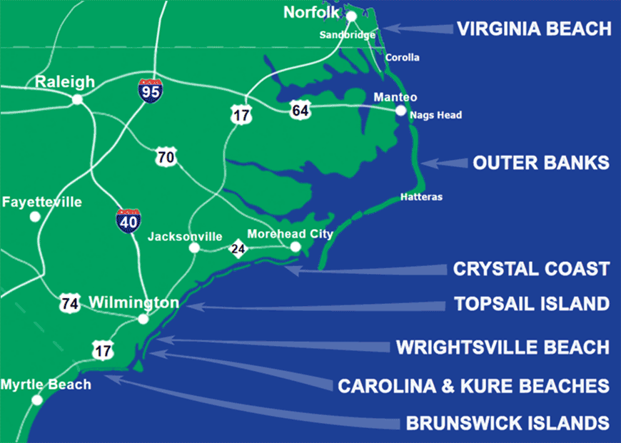 Carolina Beach Nc Map Map Chococard