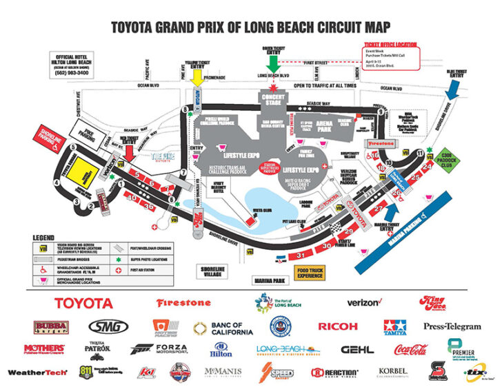 Circuit Map Parking Toyota Grand Prix Of Long Beach Beach Map