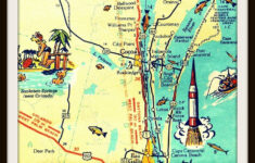 Cocoa Beach Map Art Print CAPE CANAVERAL Florida NASA