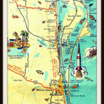 Cocoa Beach Map Art Print CAPE CANAVERAL Florida NASA