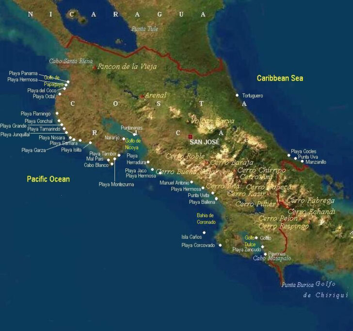 Map Of Costa Rica Beaches