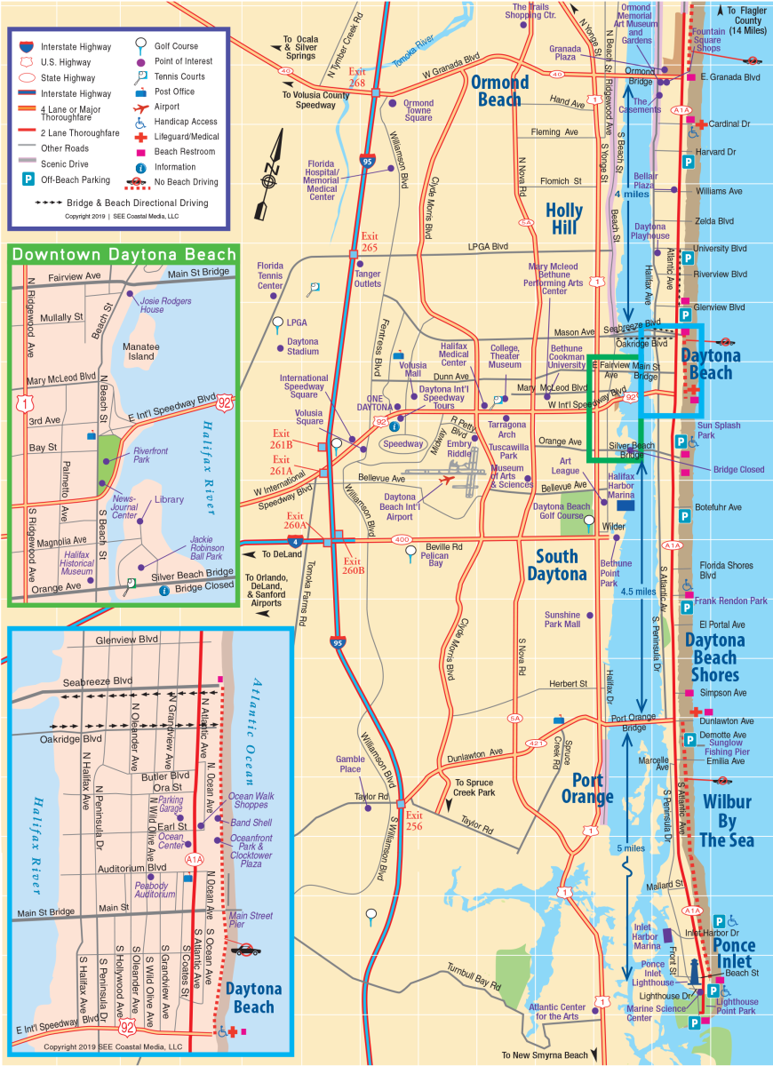 Daytona Beach Area Attractions Map Things To Do In Daytona