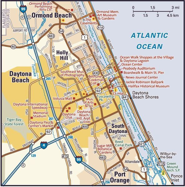 Daytona Beach Area Map 14431455 Puzzle Framed Photos Wall Art