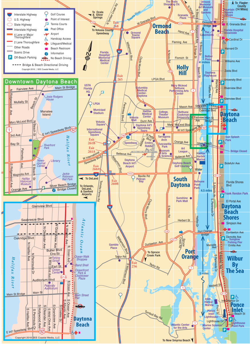 Daytona Beach Area Map Daytona Beach Shores Daytona Beach Florida 