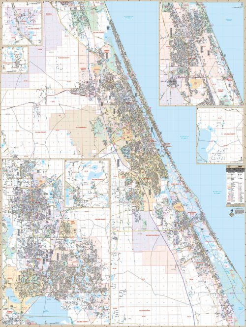 Daytona Beach FL Wall Map KAPPA MAP GROUP