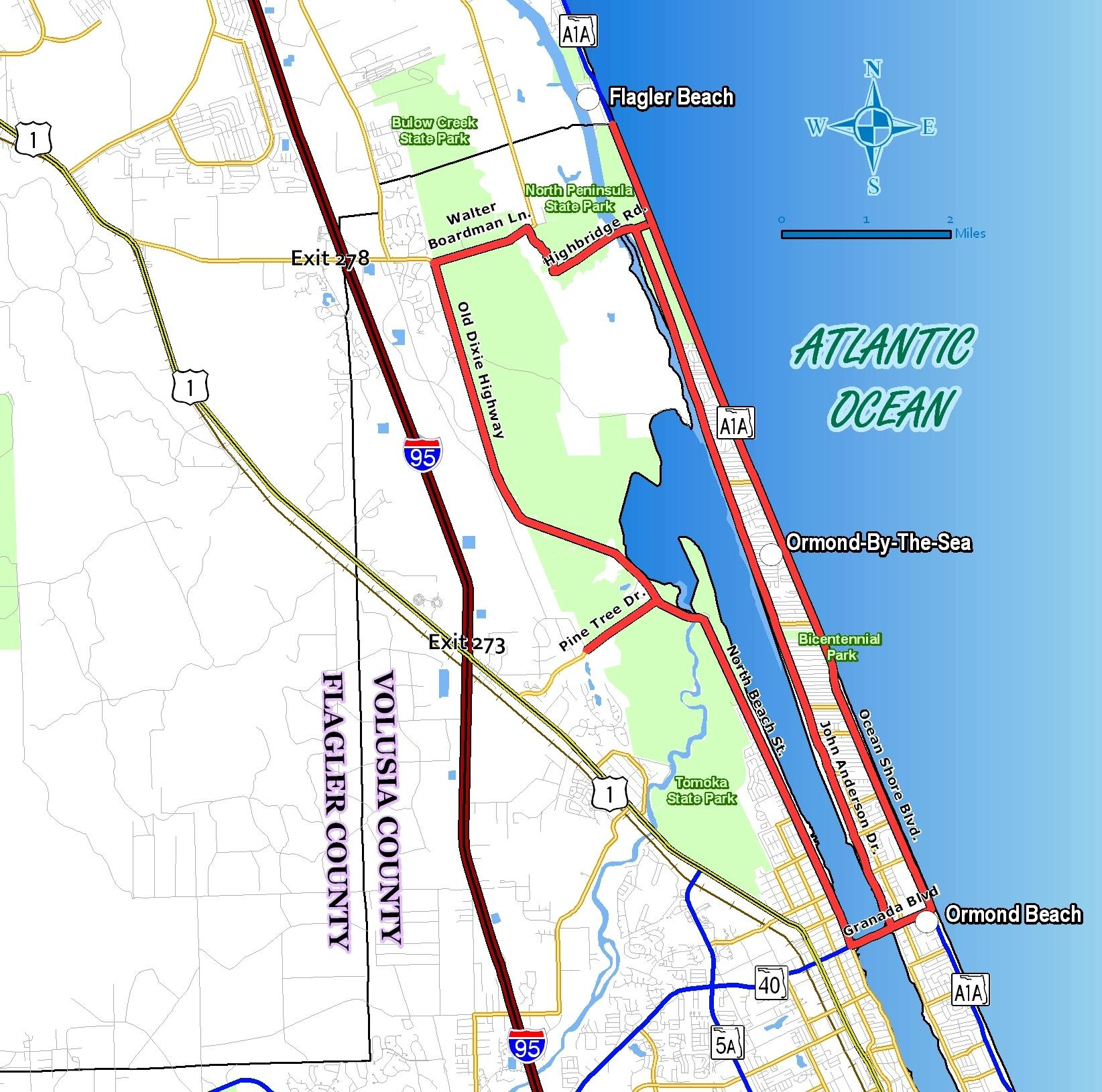Daytona Beach Route Map Street Map Of Ormond Beach Florida 