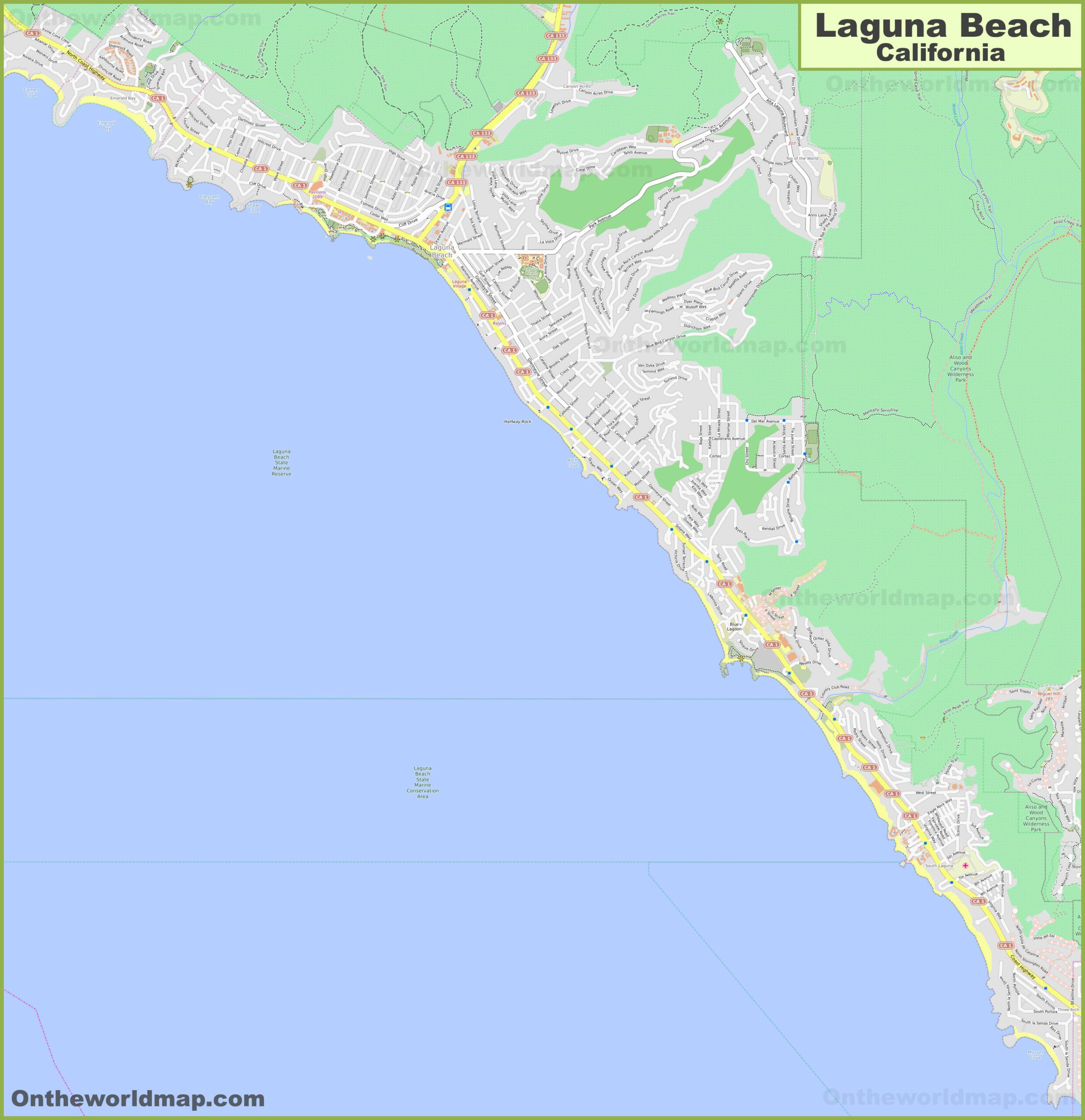 Detailed Map Of Laguna Beach | Beach Map