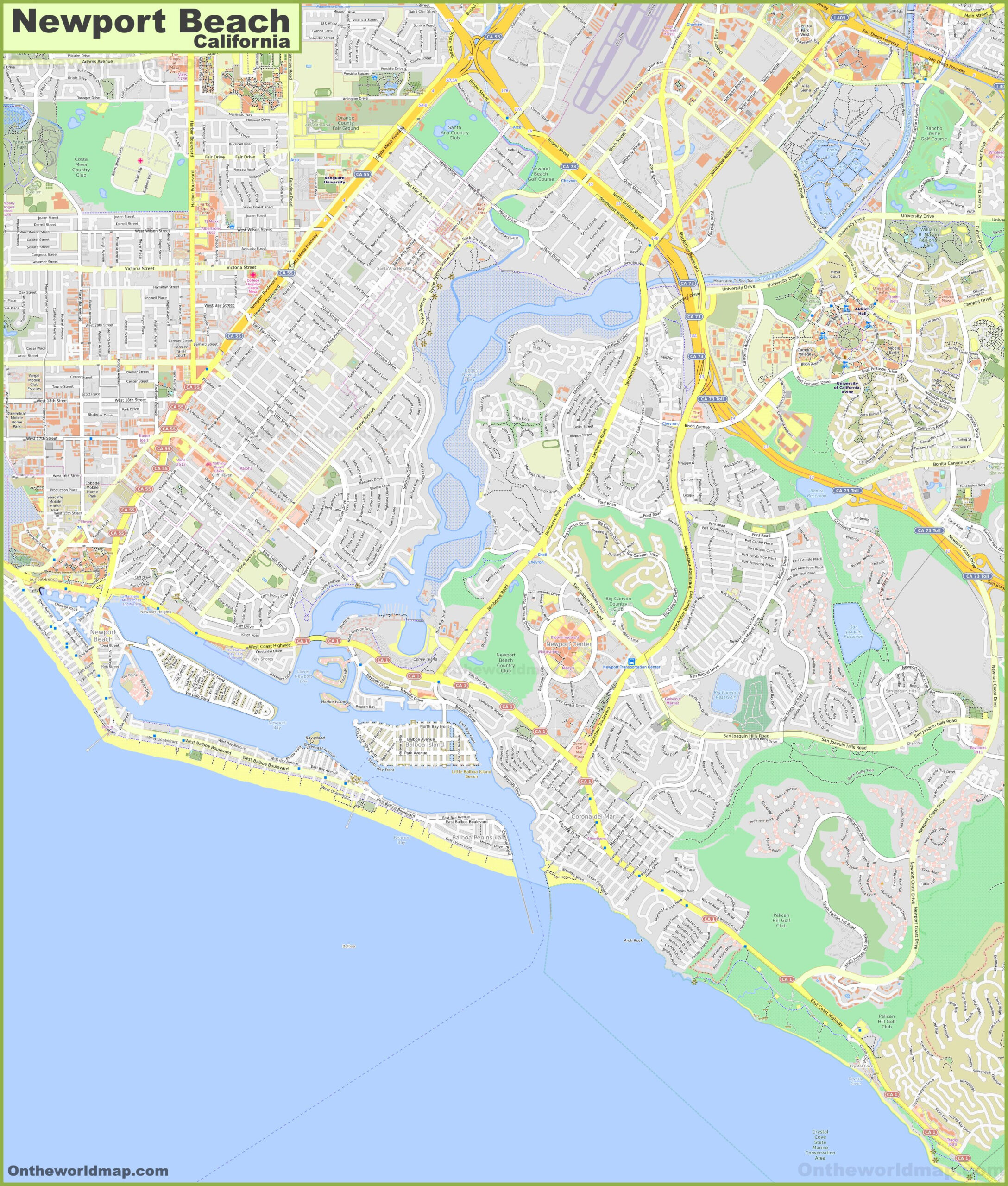 Detailed Map Of Newport Beach