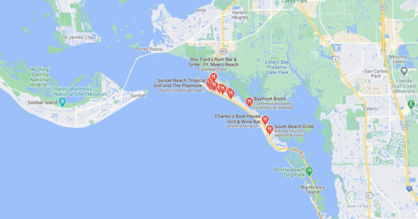 Ft Myers Beach Restaurant Map