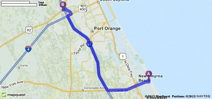 Driving Directions From 810 Hope Ave New Smyrna Beach Florida 32169 