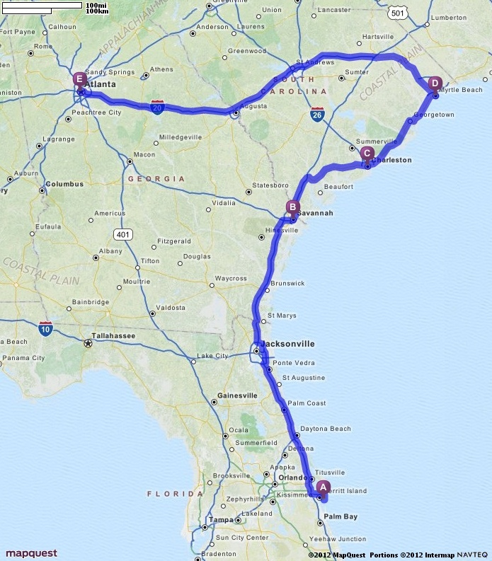 Driving Directions From Cocoa Beach Florida To Atlanta Georgia 