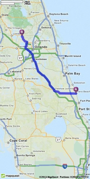 Driving Directions From Vero Beach Florida To Mount Dora Florida 