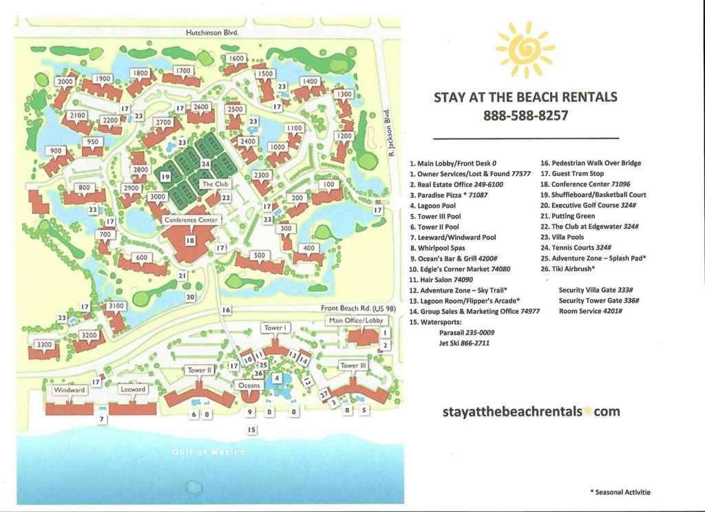 Edgewater Beach Resort Map Stay At The Beach Rentals Panama City 