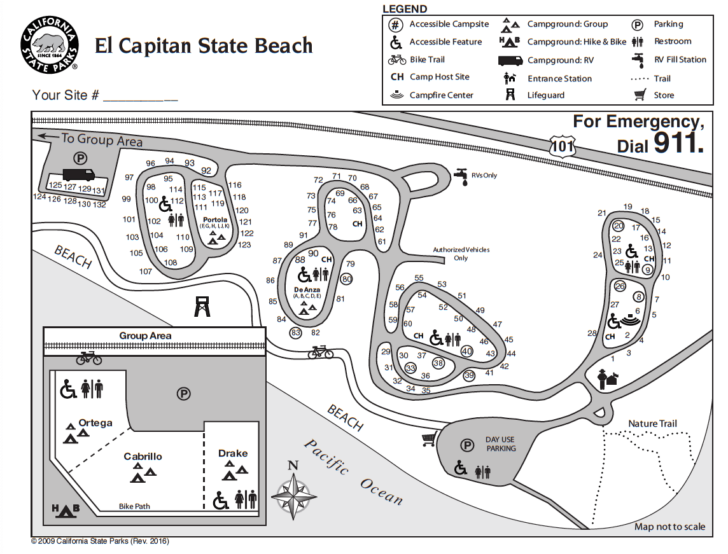 El Capitan State Beach Campground Map