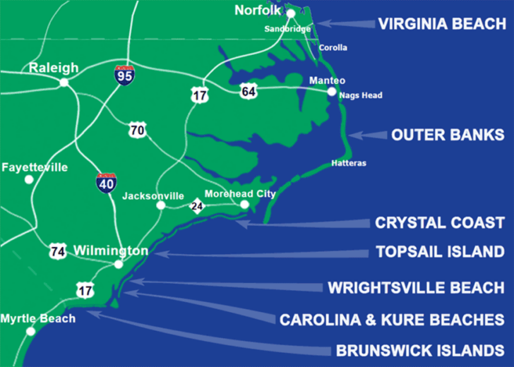North Carolina Beach Map