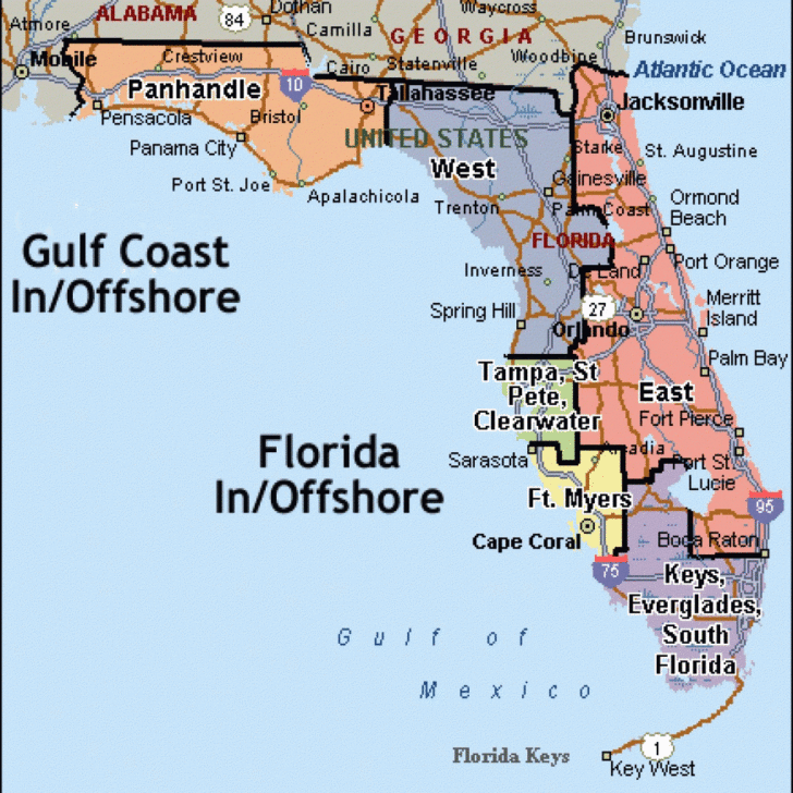 Florida Map With Cities And Beaches