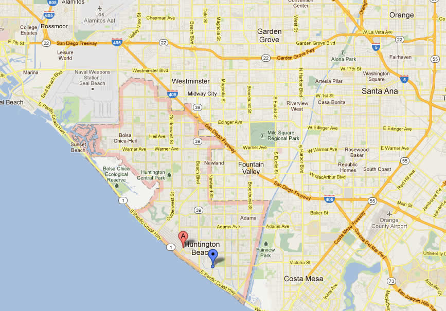 Huntington Beach California Map