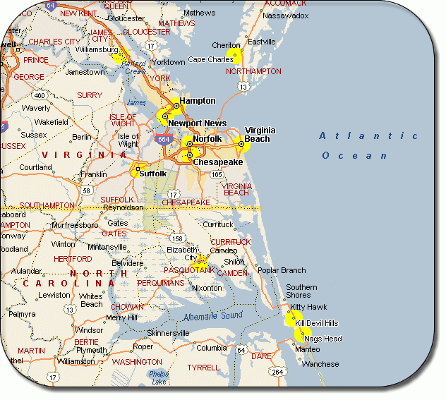 Map Of Virginia Beaches