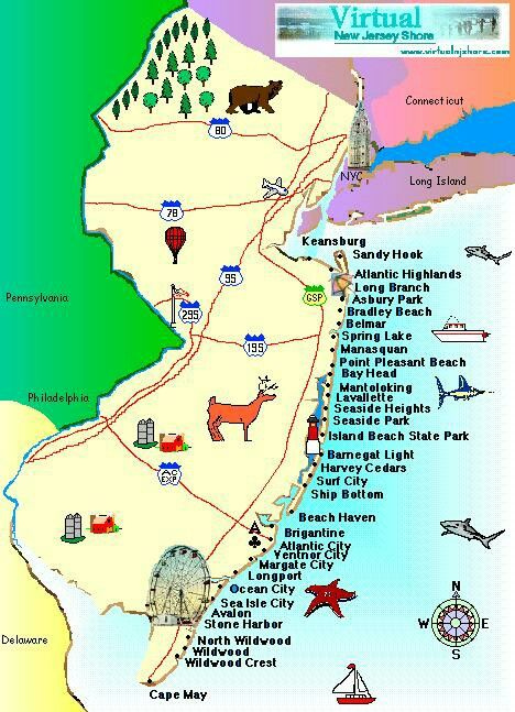 Jersey Shore Beach Map Jersey Shore Nj Beaches New Jersey Beaches