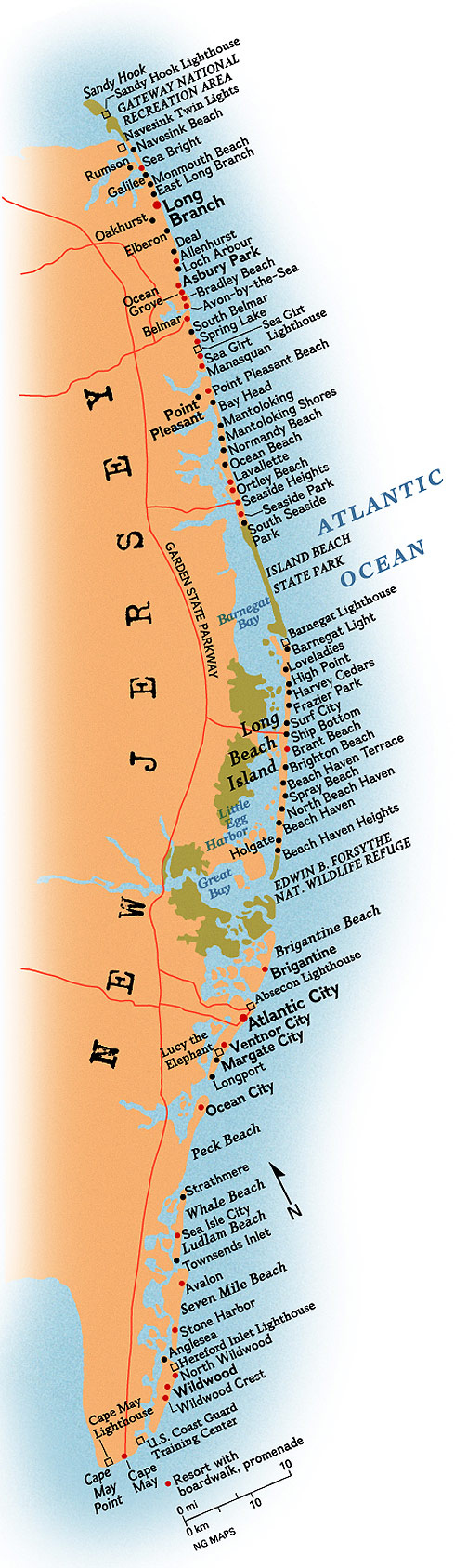 Jersey Shore Beaches Map