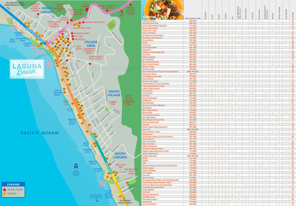 Laguna Beach Dining Map | Beach Map