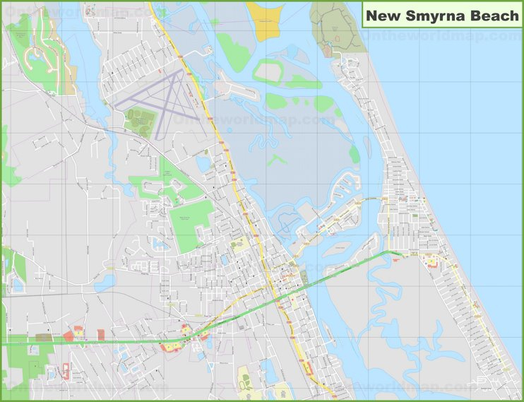 Large Detailed Map Of New Smyrna Beach