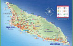 Large Detailed Tourist Map Of Aruba Aruba Map Tourist Map Aruba Resorts