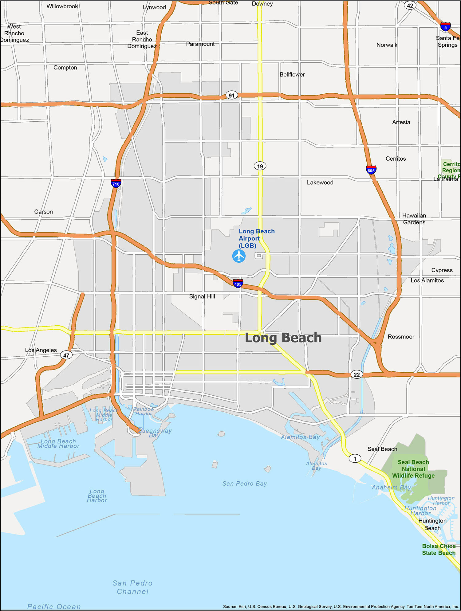 Long Beach California Map GIS Geography