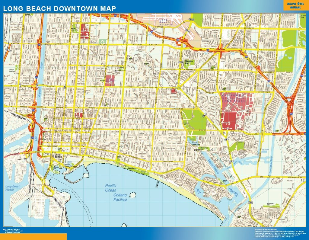 Long Beach Downtown Map Wall Maps Of Countries For Europe