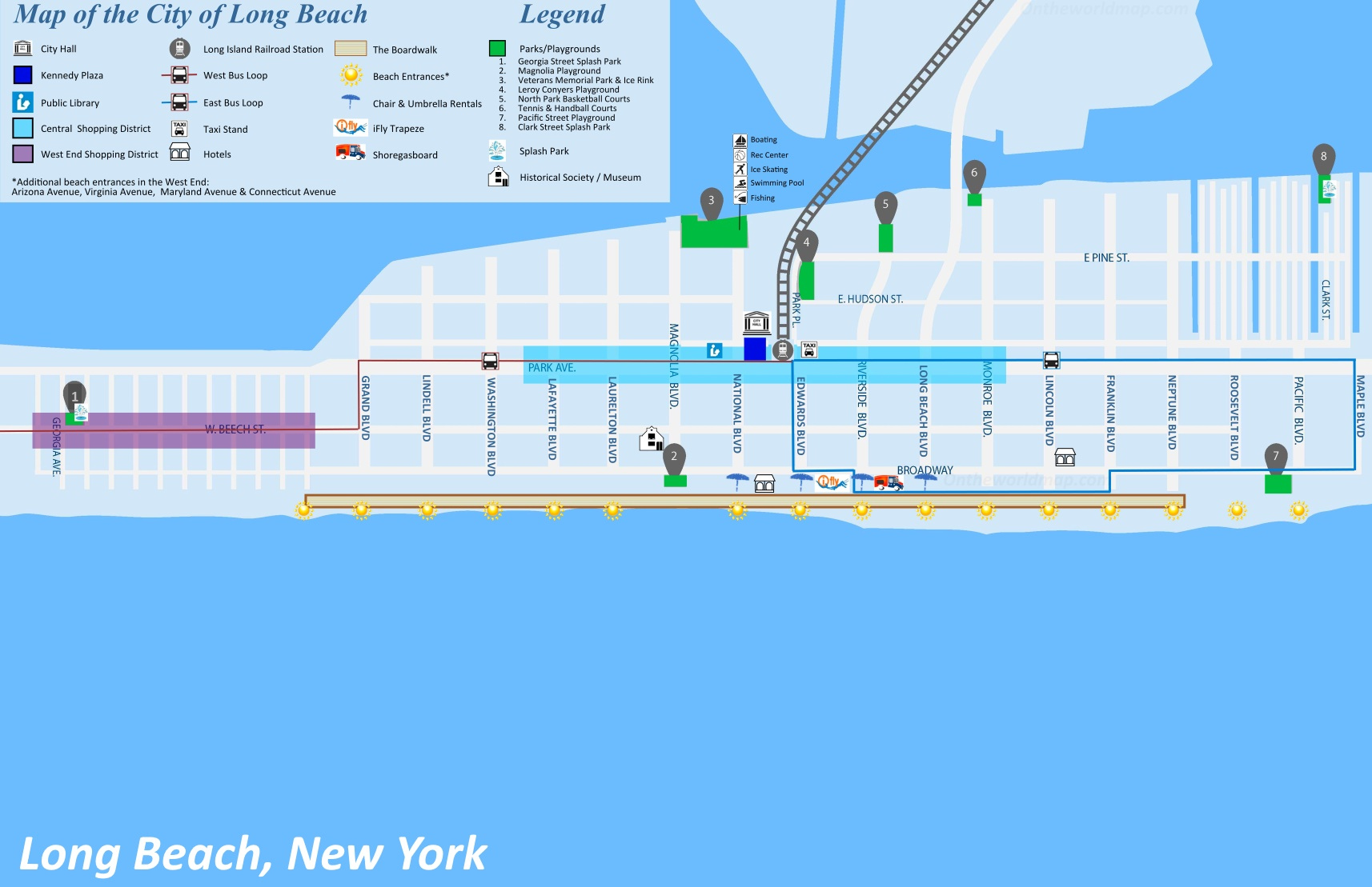 Long Beach NY Tourist Map