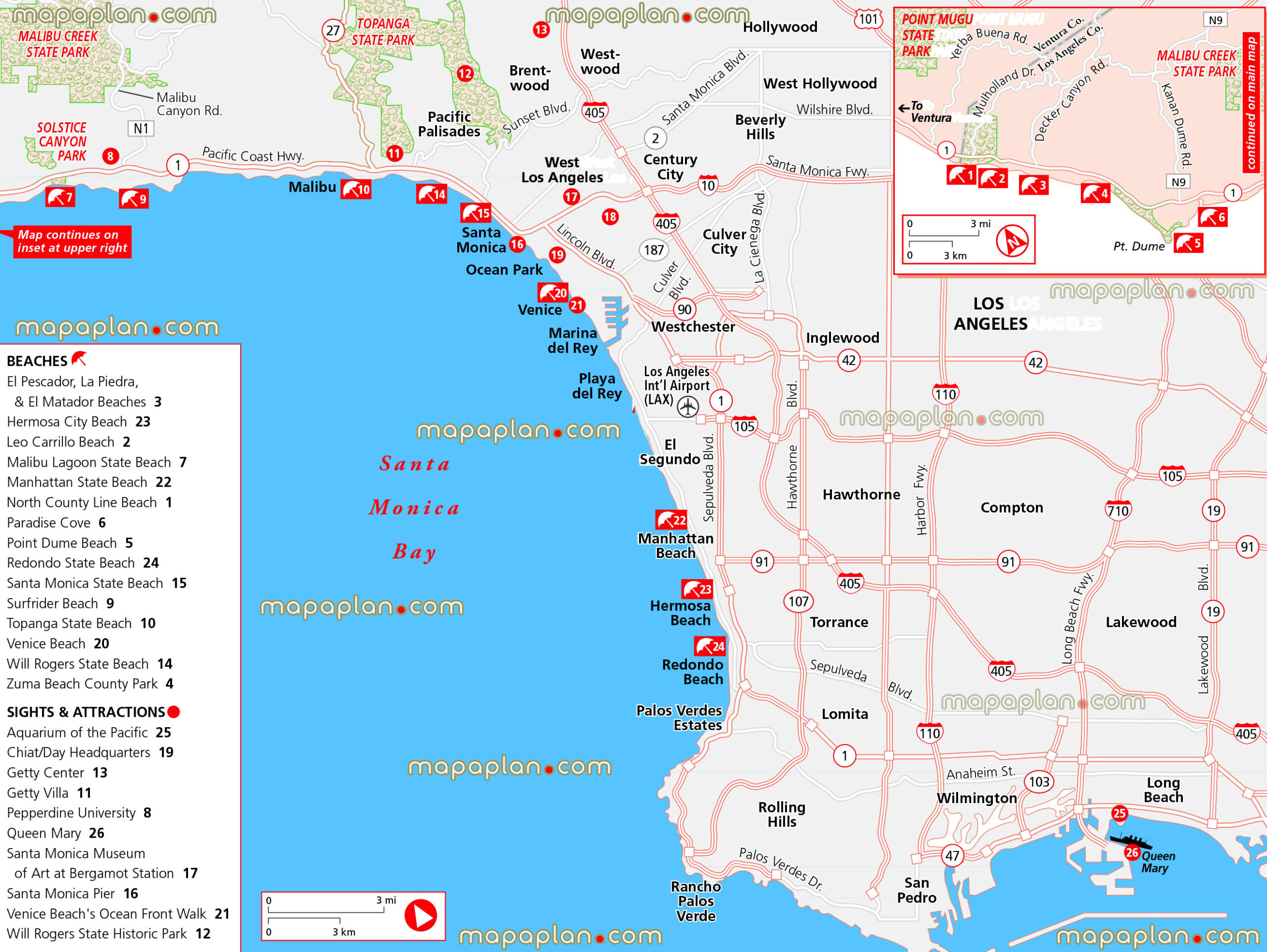 Los Angeles Map Beach Cities Towns Suburbs Zoning Main District 