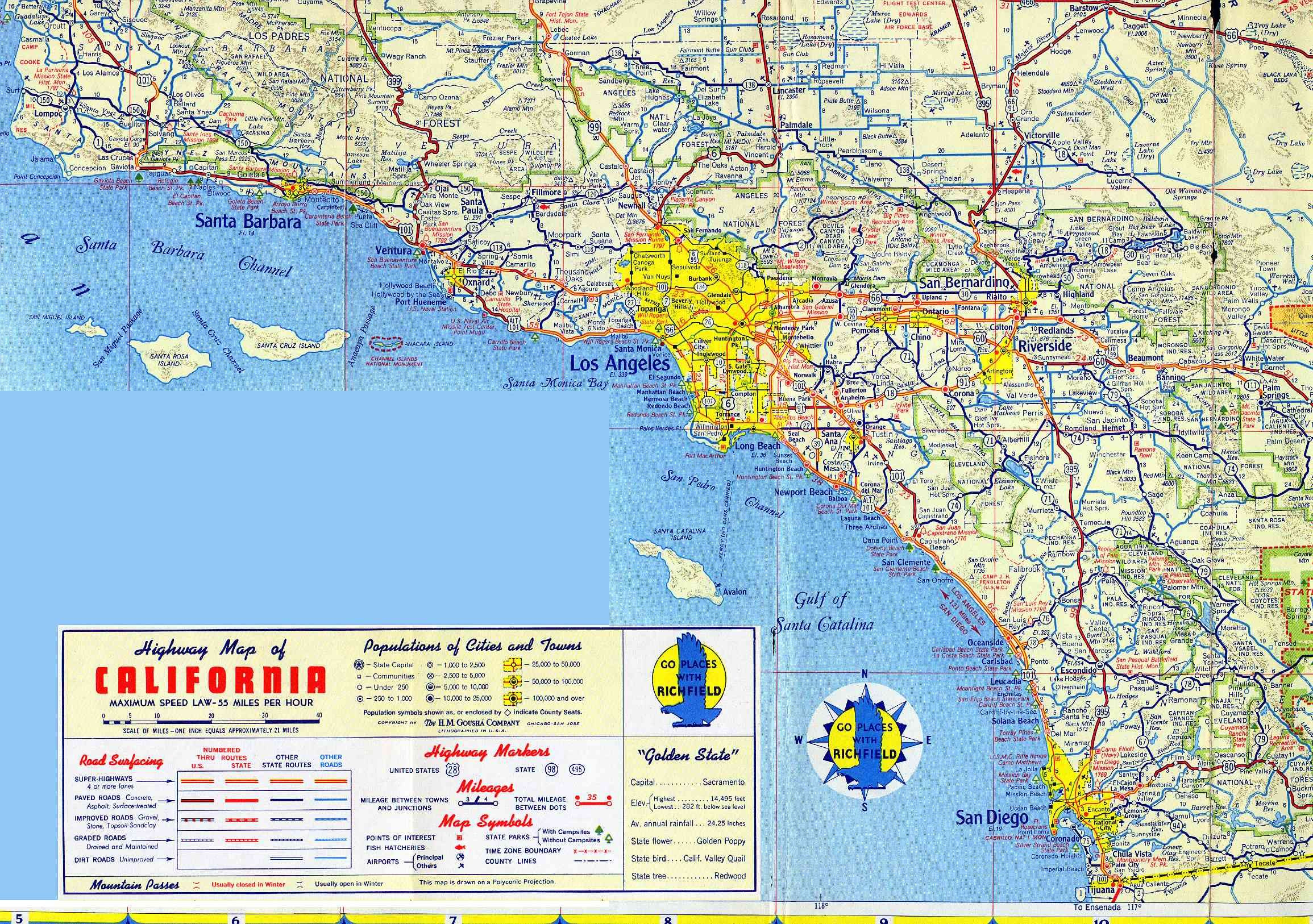 Los Angeles Map Travel Usa La California