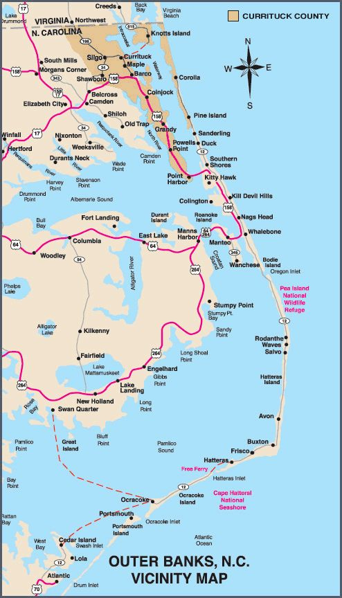 Map Of North Carolina Beaches And Islands