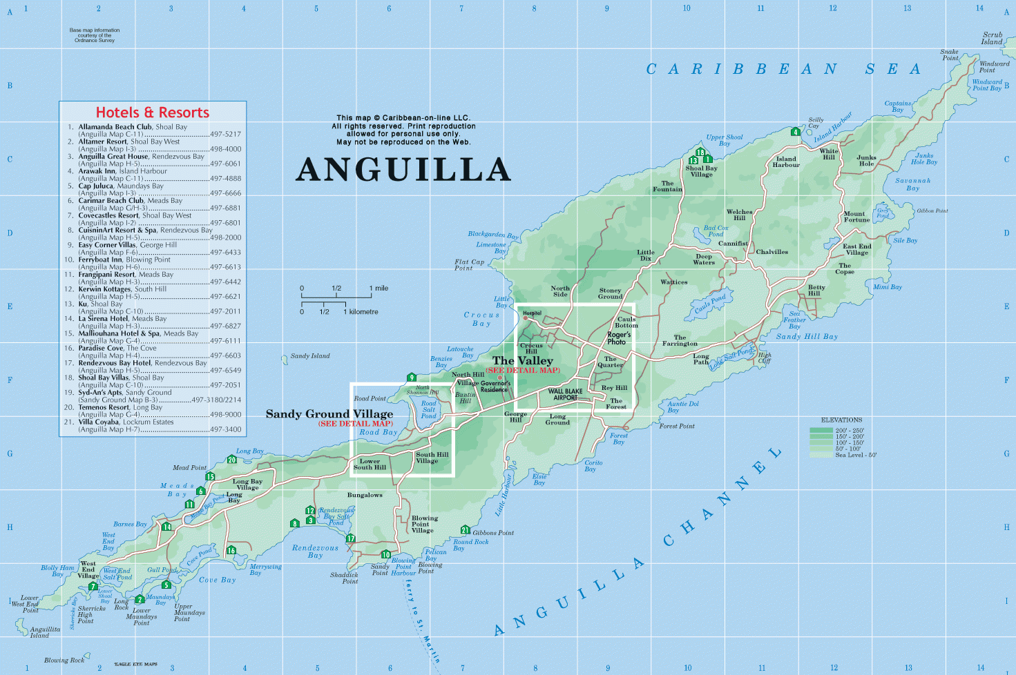 Map Of Anguilla From Caribbean On Line Anguilla Resorts Hotels And 