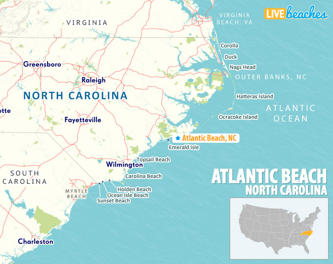 Map Of Atlantic Beach North Carolina Live Beaches