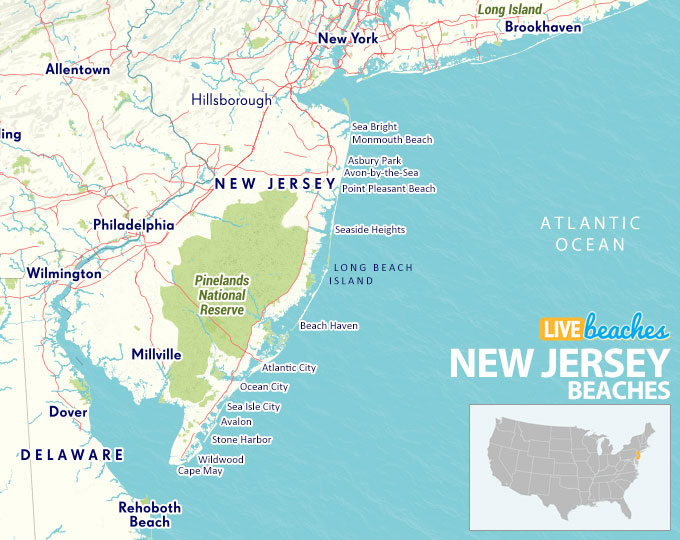Map Of Beaches In New Jersey Live Beaches
