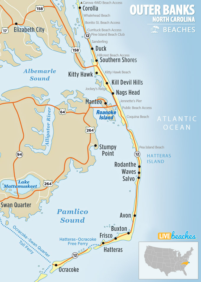 Map Of Beaches In North Carolina Live Beaches