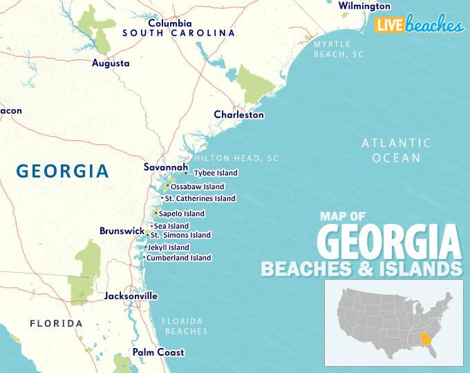 Map Of Beaches Islands In Georgia Live Beaches