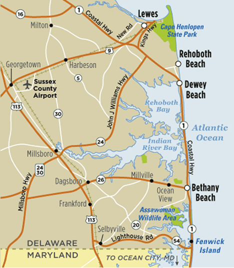 Map Of Bethany Beach DE Visit Delaware Beaches Rehoboth Bethany 