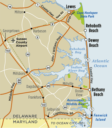 Bethany Beach Delaware Map Beach Map 2996